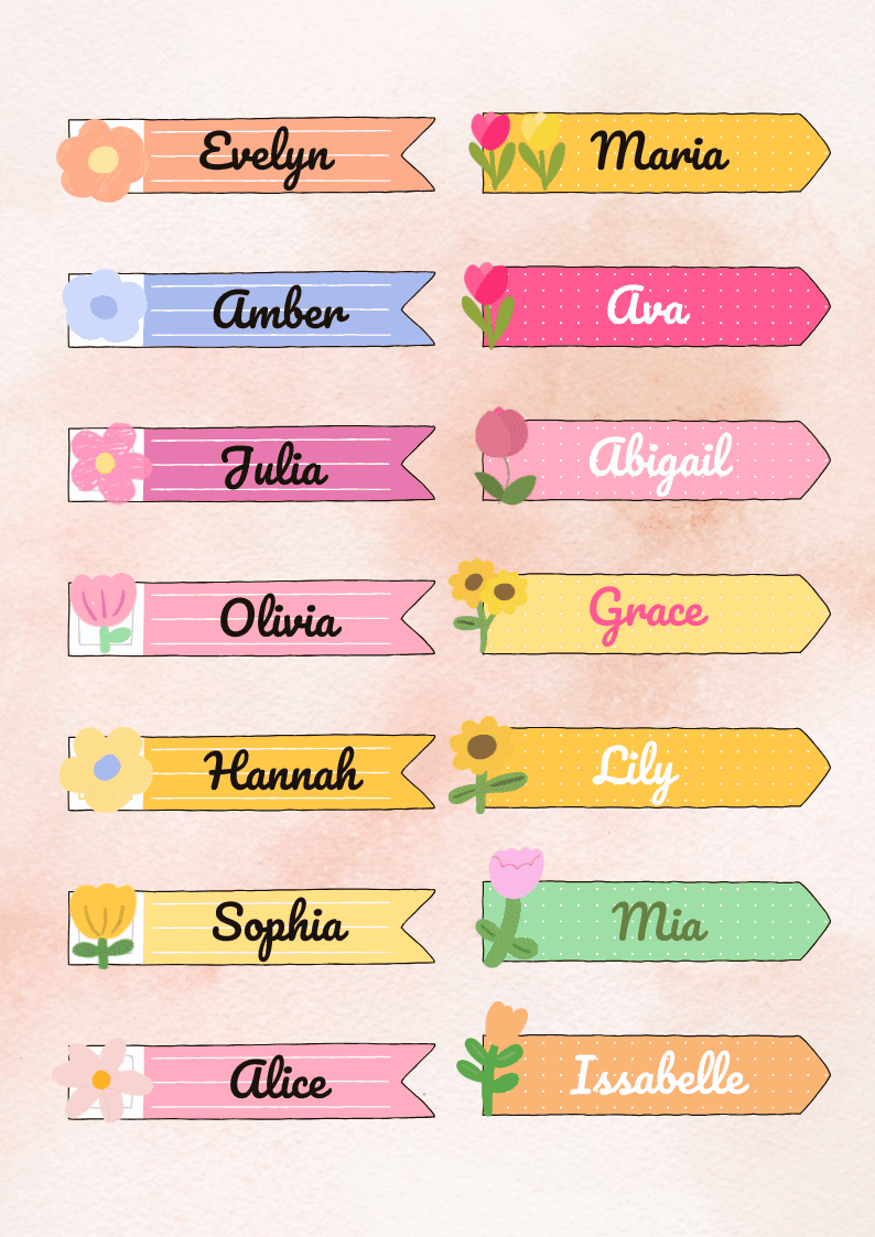 Colourful School Name Tags